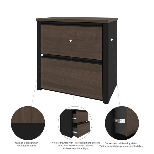 Connexion L-Shaped Workstation with Lateral File, Antigua/Black