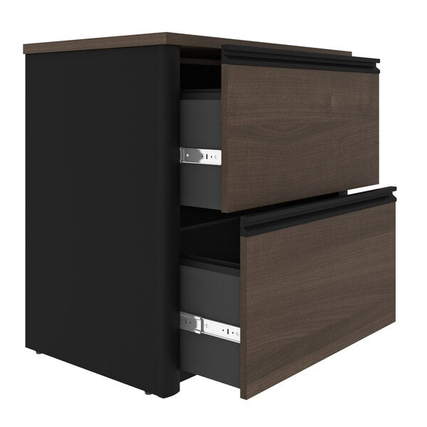 Connexion L-Shaped Workstation with Lateral File, Antigua/Black