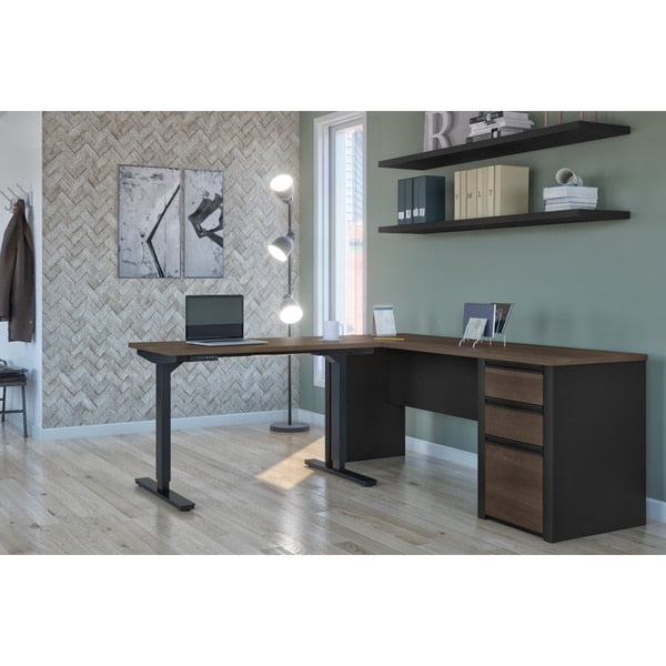 Connexion Height Adjustable L-Desk, Antigua/Black