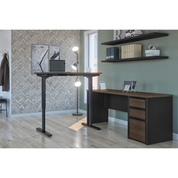 Connexion Height Adjustable L-Desk, Antigua/Black