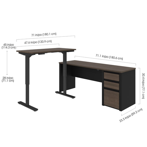 Connexion Height Adjustable L-Desk, Antigua/Black