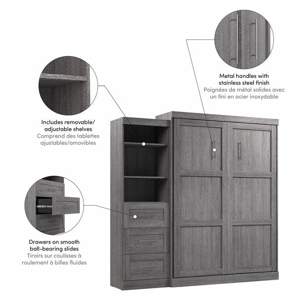 Queen Wall Bed Kit, Pur, Bark Gray, 90