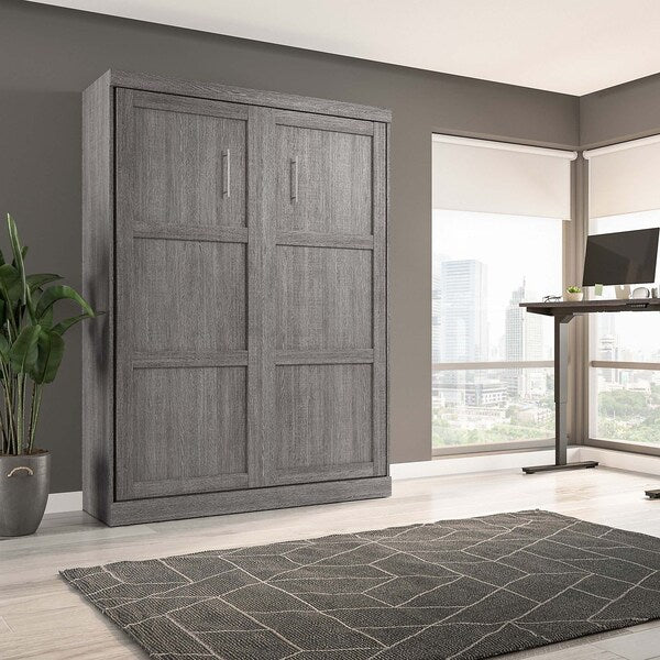 Queen Wall Bed, Pur, Bark Gray