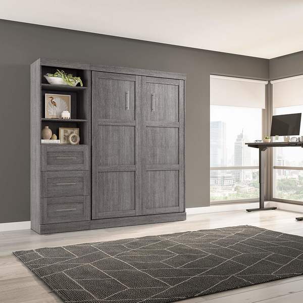 Full Wall Bed Kit, Pur, Bark Gray, 84