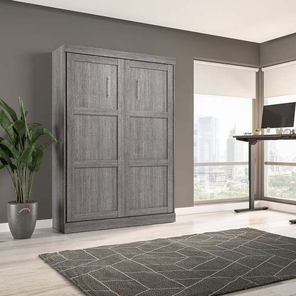 Full Wall Bed, Pur, Bark Gray