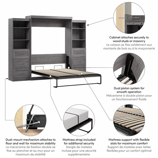 Queen Wall Bed Kit, Bark Gray, 115