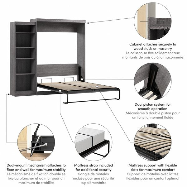 Queen Wall Bed Kit, Pur, Bark Gray, 90