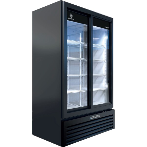 Glass Door Merchandiser, Sliding Doors, 29.41 cu. ft. Capacity, Black
