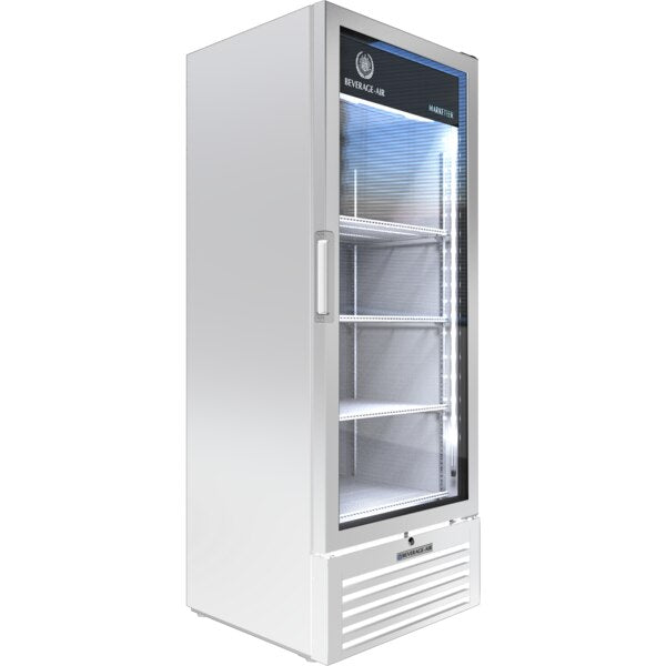 Refrigerated Glass Door Merchandiser, White, LED Lighting, 8.77 cu. ft.