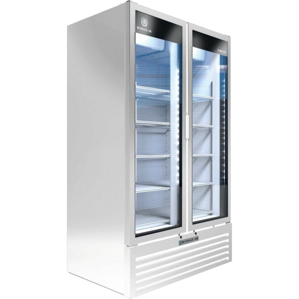 Refrigerated Glass Door Merchandiser, White, LED Lighting, 30.55 cu. ft.