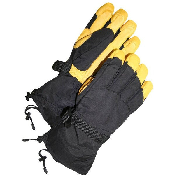 Tan Deerskin Gauntlet Ski Glove, Size S