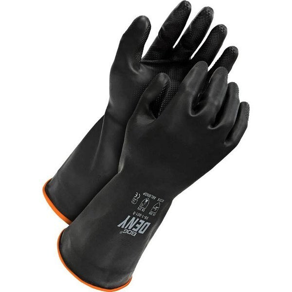 Natural Black Rubber, Chlorinated, Flock Lined, 32 mil, Size L (9)