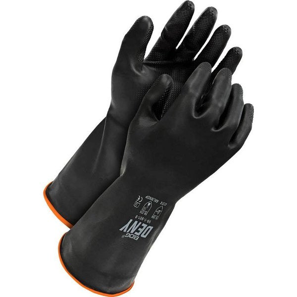 Natural Black Rubber, Chlorinated, Flock Lined, 32 mil, Size XL (10)