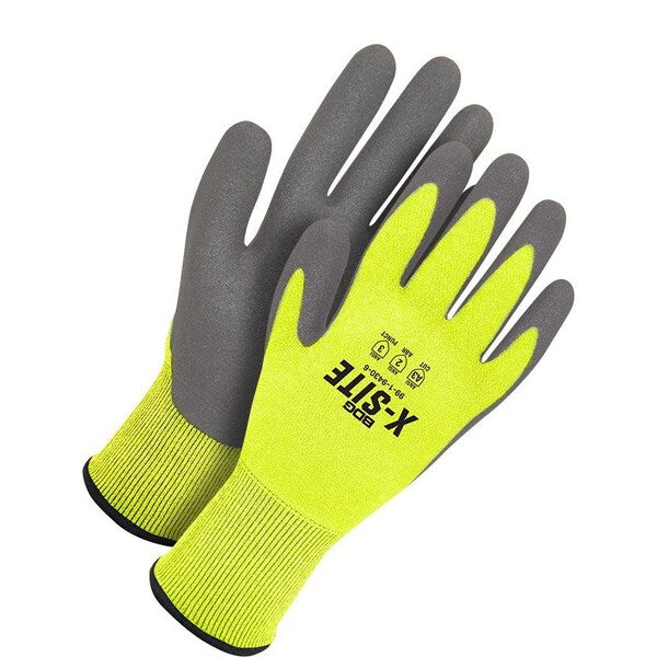 21 Gauge Hi-Viz Yellow Seamless Knit With Grey PU Coating, Shrink Wrapped, Size XL (10)