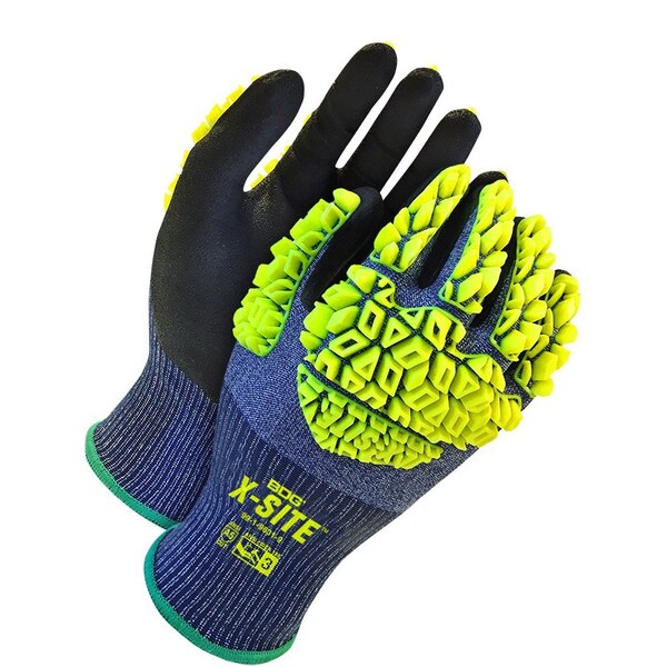 18 Gauge Seamless Knit Black Sandy Nitrile TPR Backhand, Shrink Wrapped, Size L (9)