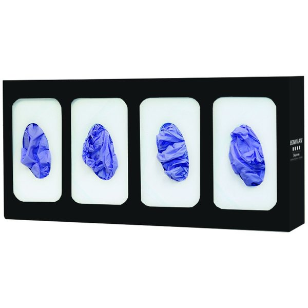 Glove Dispenser, Metal, Black, Quad