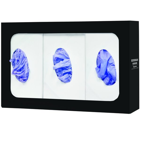 Glove Dispenser, Metal, Black, Triple