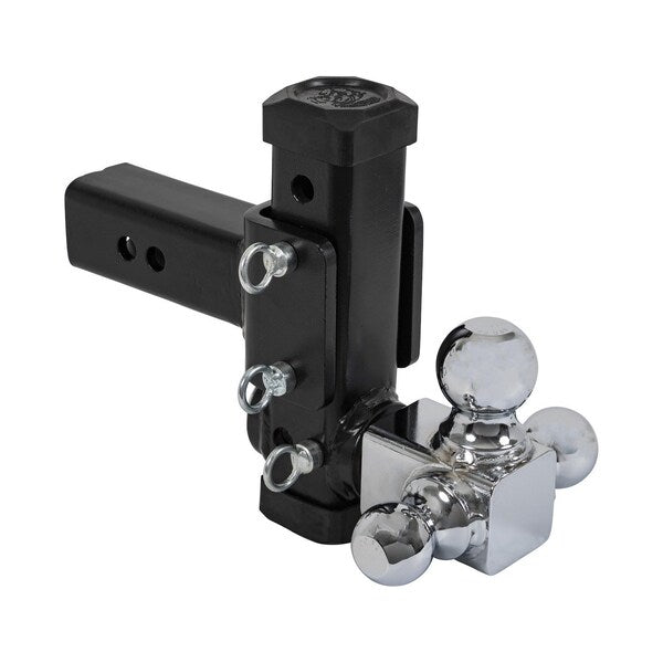 Adjustable Tri-Ball Hitch With Chrome Towing Balls For 2-1/2 Inch Hitch Receivers