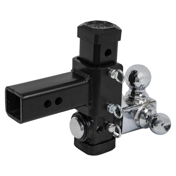 Adjustable Tri-Ball Hitch With Chrome Towing Balls For 2-1/2 Inch Hitch Receivers