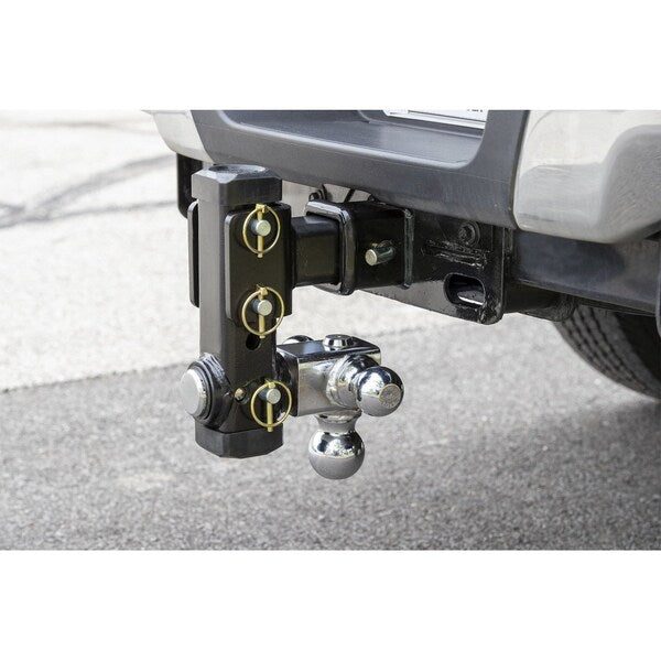 Adjustable Tri-Ball Hitch With Chrome Towing Balls For 2-1/2 Inch Hitch Receivers