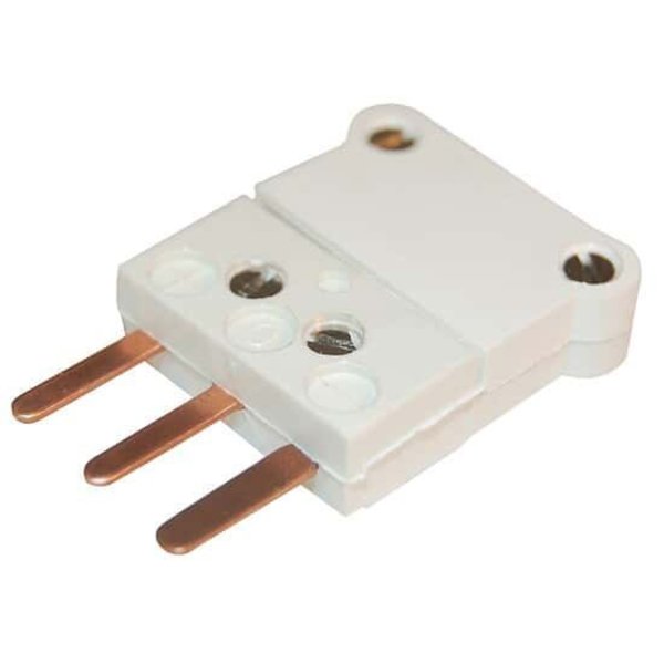 RTD Connector, White 3-Blade ANSI, Male,