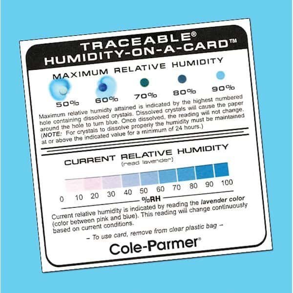 Traceable Humidity Card with Calibr, PK 6