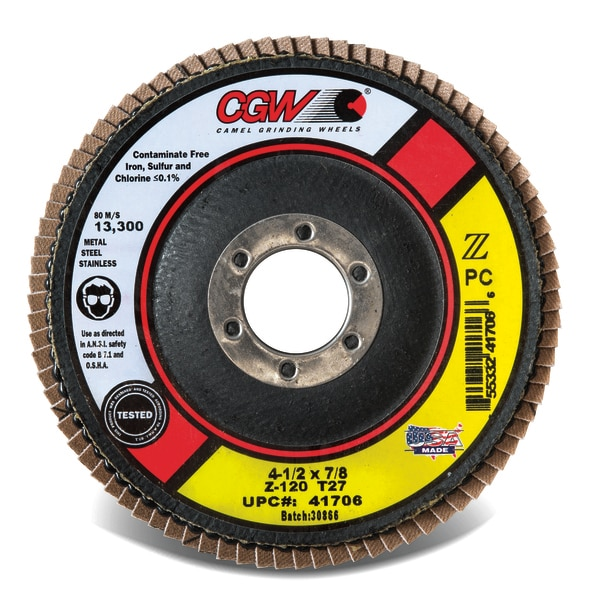 Flap Disc, 4.5x5/8-11, T27, Z-PC Reg, 40G