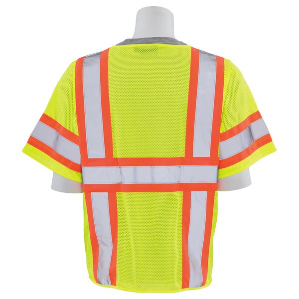 Safety Vest, Contrasting, Mesh, Class 3, S683P, Hi-Viz Lime, SM