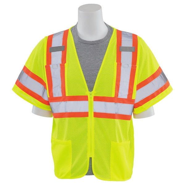 Safety Vest, Contrasting, Mesh, Class 3, S683P, Hi-Viz Lime, SM