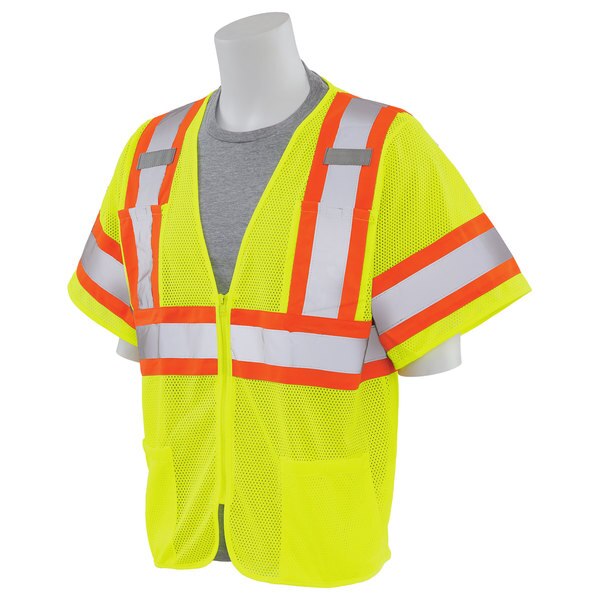Safety Vest, Contrasting, Mesh, Class 3, S683P, Hi-Viz Lime, SM
