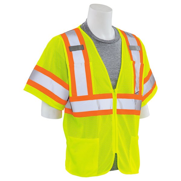 Safety Vest, Contrasting, Mesh, Class 3, S683P, Hi-Viz Lime, SM