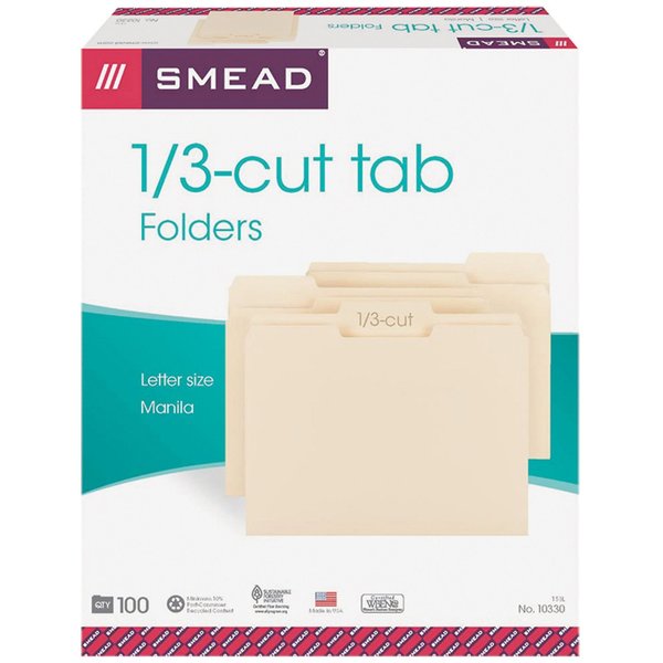Folder, File, Ltr, 1/3 Ast, Mla, PK100