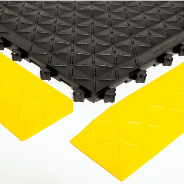 Antimicrobial Antifatigue Mat, Black Tiles / Yellow Border, 44 inch L x 62 inch W