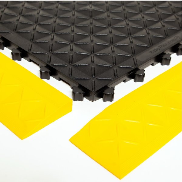 Antimicrobial Antifatigue Mat, Black Tiles / Yellow Border, 44 inch L x 98 inch W