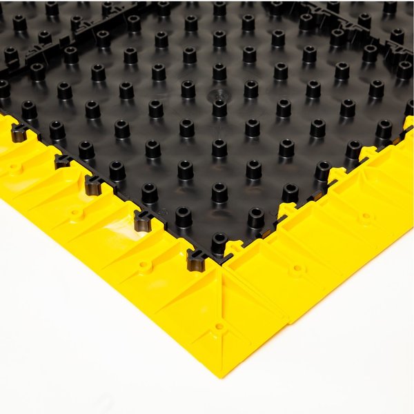 Grit Mat, Black Tiles / Yellow Border, 44 inch L x 44 inch W, Recycled PVC, Silicon Carbide