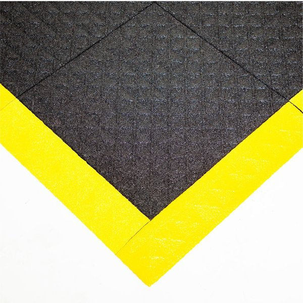 Grit Mat, Black Tiles / Yellow Border, 44 inch L x 98 inch W, Recycled PVC, Silicon Carbide