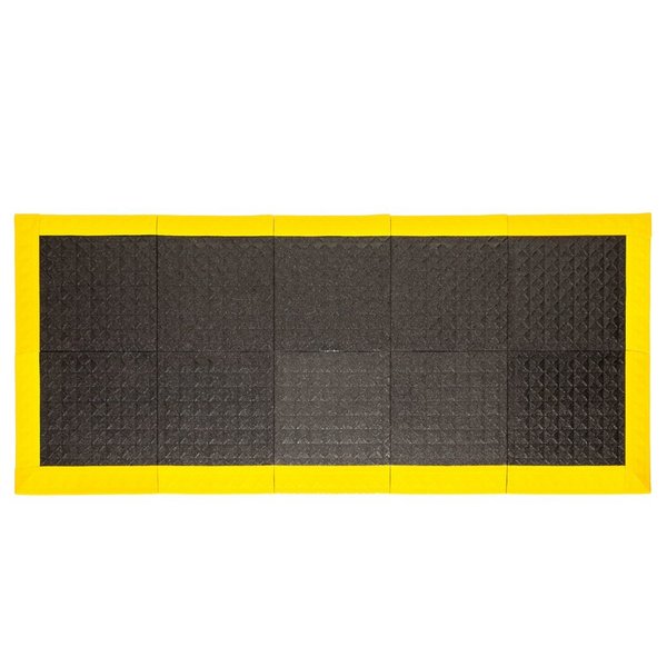 Grit Mat, Black Tiles / Yellow Border, 44 inch L x 98 inch W, Recycled PVC, Silicon Carbide
