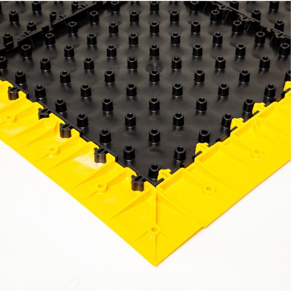 Grit Mat, Black Tiles / Yellow Border, 44 inch L x 98 inch W, Recycled PVC, Silicon Carbide
