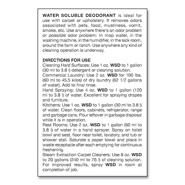 Water-Soluble Deodorant, Lemon Scent, 1 gallon Bottles, PK4
