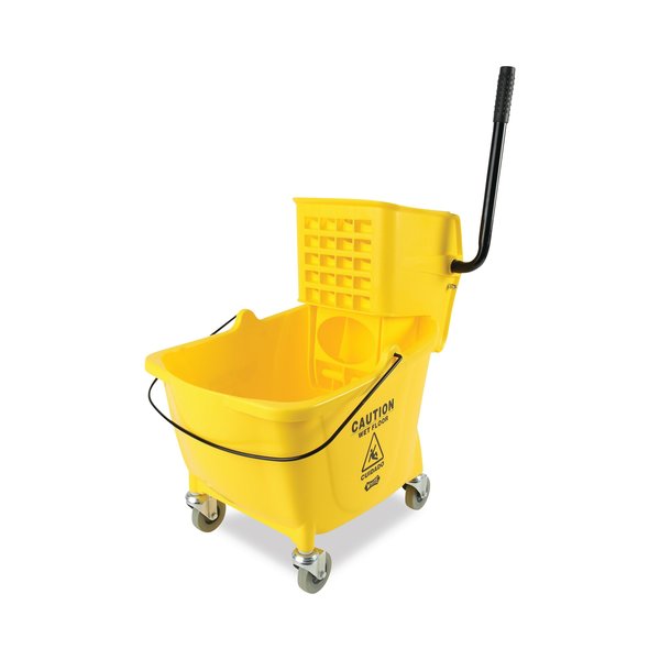 35 qt Side Press Mop Bucket and Wringer, Yellow/Silver, Plastic/Metal
