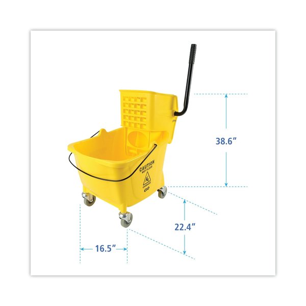 35 qt Side Press Mop Bucket and Wringer, Yellow/Silver, Plastic/Metal