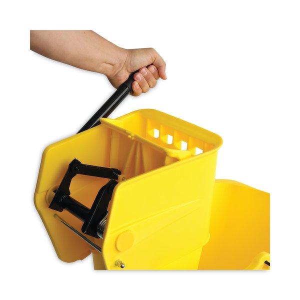 35 qt Side Press Mop Bucket and Wringer, Yellow/Silver, Plastic/Metal