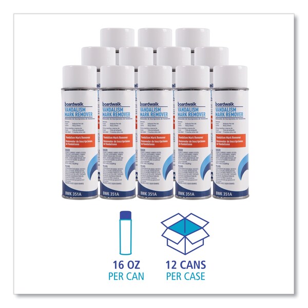 Vandalism Mark Remover, 16oz Aerosol, PK12