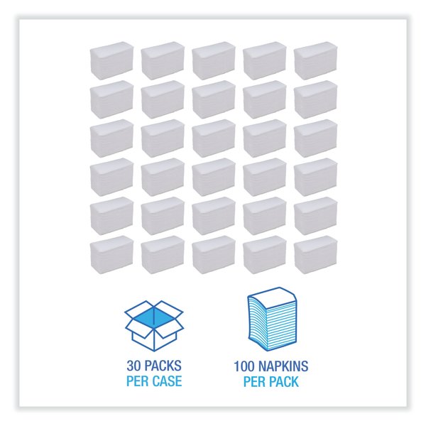 Dinner Napkin, 2-Ply, 17 x 15, White, 3000PK