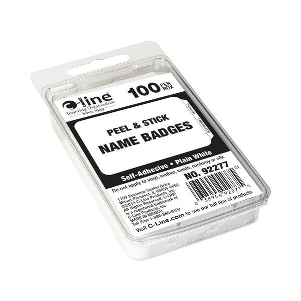 Pressure Sensitive Badge, White, PK100
