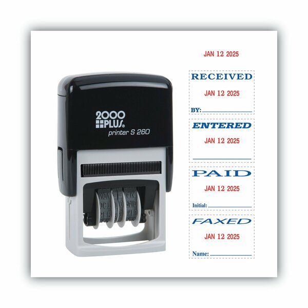 Message Stamp Dater, 4 Messages, Red/Blue