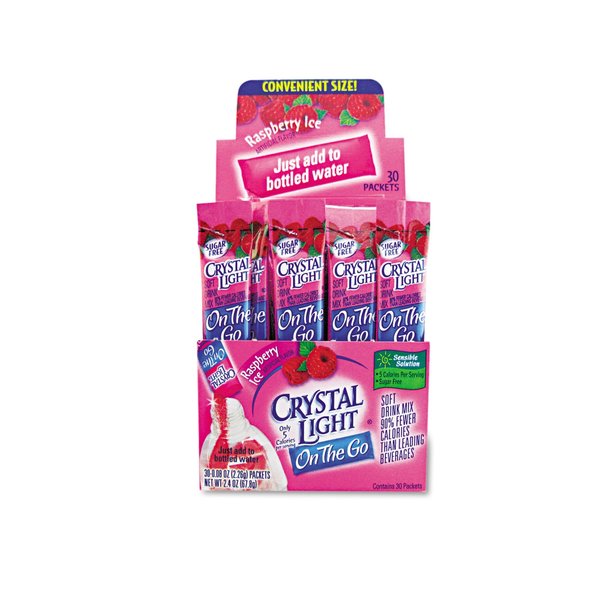 On the Go Beverage Mix Powder 0.08 oz., Raspberry, PK30