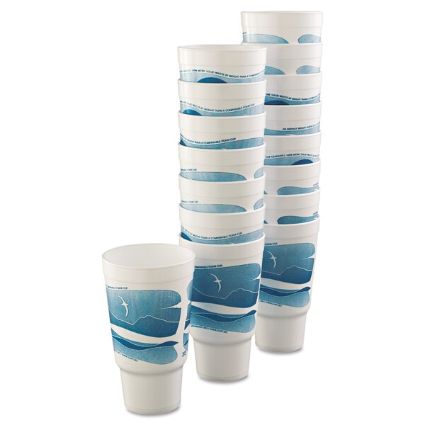 Horizon Hot/Cold Foam Drinking Cups, 32oz, Teal/White, PK400
