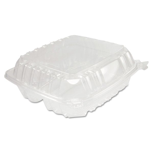 ClearSeal Hinged-Lid Plastic Containers, 8.25 x 3 x 8.25, Clear, PK250