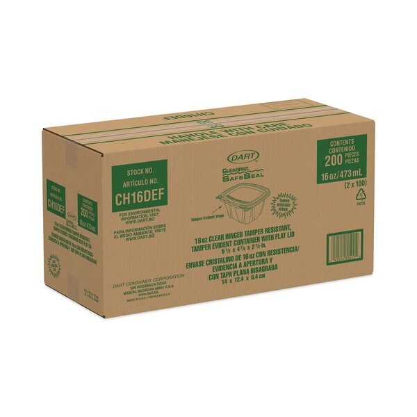 ClearPac Container, 4.9 x 2.5 x 5.5, 16 oz, Clear, PK200